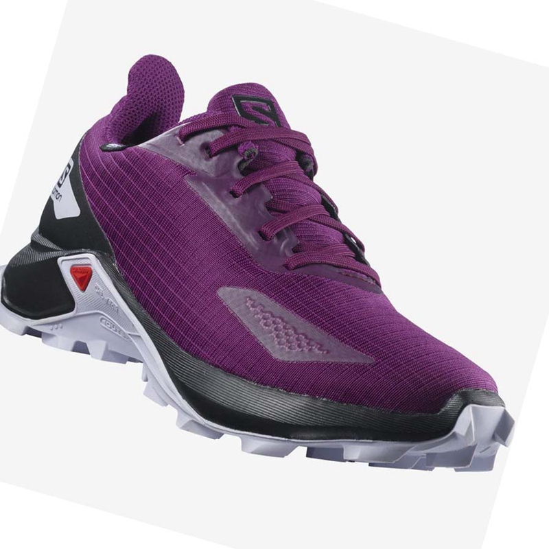 Kids' Salomon ALPHACROSS BLAST CLIMASALOMON™ WATERPROOF Trail Running Shoes Purple | 75468-WKMO