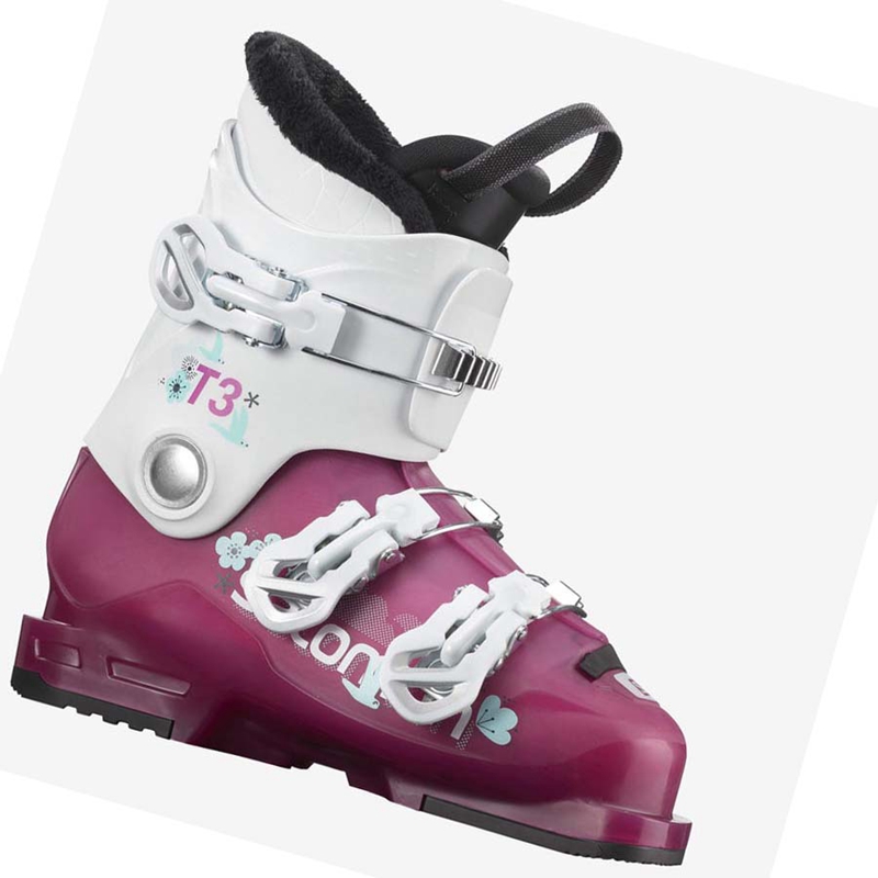 Kids\' Salomon T3 RT GIRLY Ski Boots Purple / White | 95013-UCTL