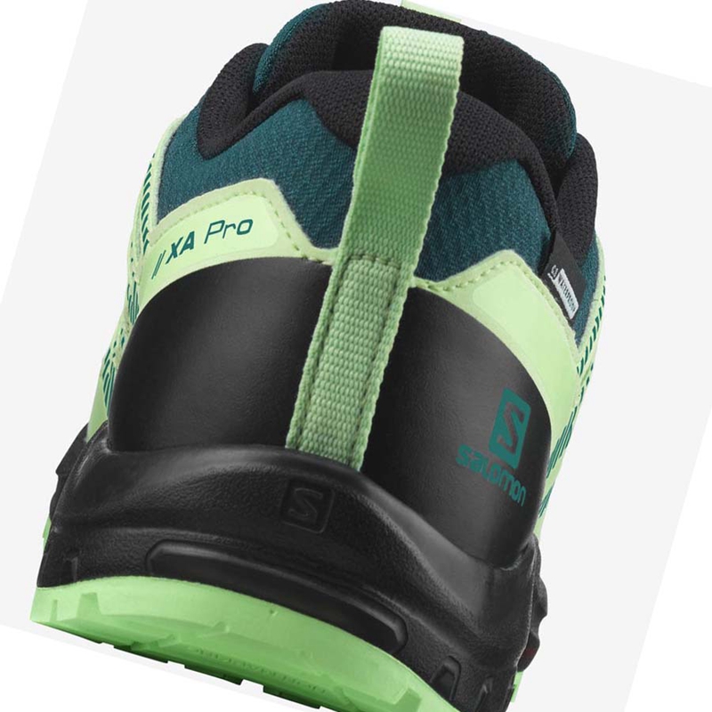 Kids' Salomon XA PRO V8 CLIMASALOMON™ WATERPROOF Hiking Shoes Green | 38091-MJKS