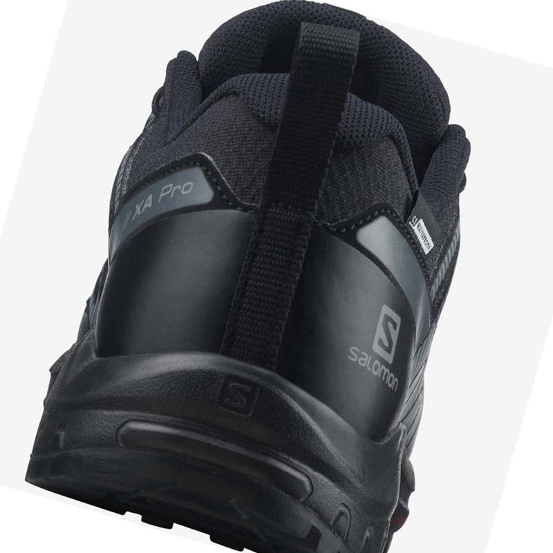 Kids' Salomon XA PRO V8 CLIMASALOMON™ WATERPROOF Hiking Shoes Black | 80296-DGBK