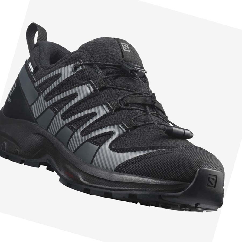 Kids' Salomon XA PRO V8 CLIMASALOMON™ WATERPROOF Hiking Shoes Black | 80296-DGBK