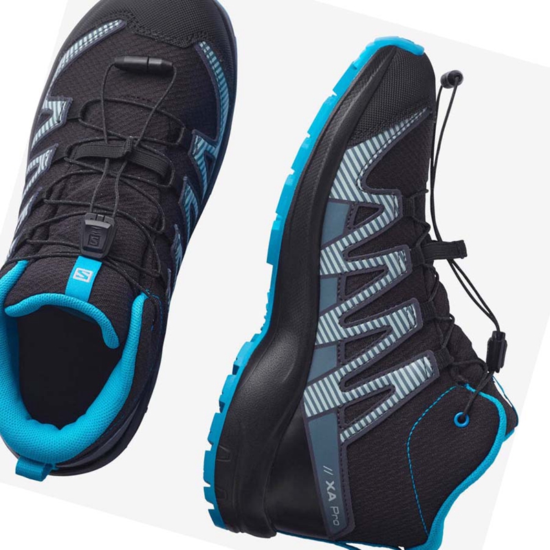 Kids' Salomon XA PRO V8 MID CLIMASALOMON™ WATERPROOF Hiking Shoes Black | 07954-WLJC