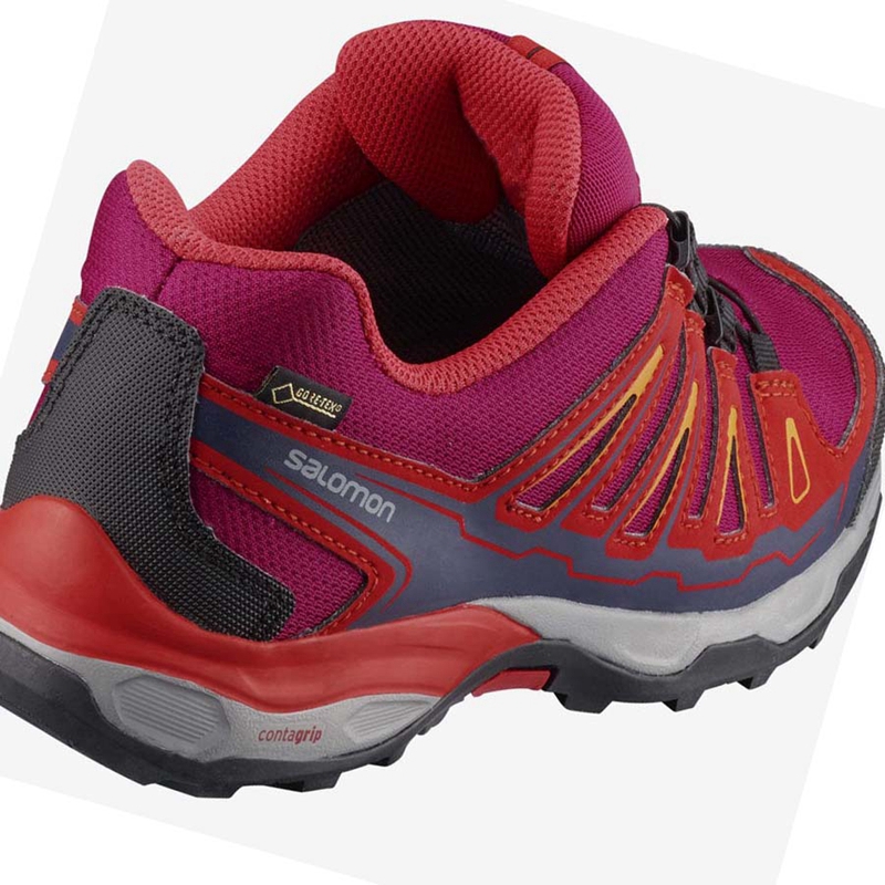 Kids' Salomon X-ULTRA MID GORE-TEX Hiking Shoes Red | 01378-JPUO