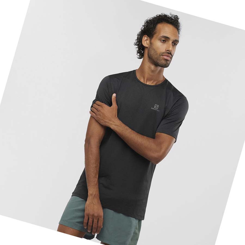 Men's Salomon AGILE TRAINING T Shirts Black | 32751-QKBW