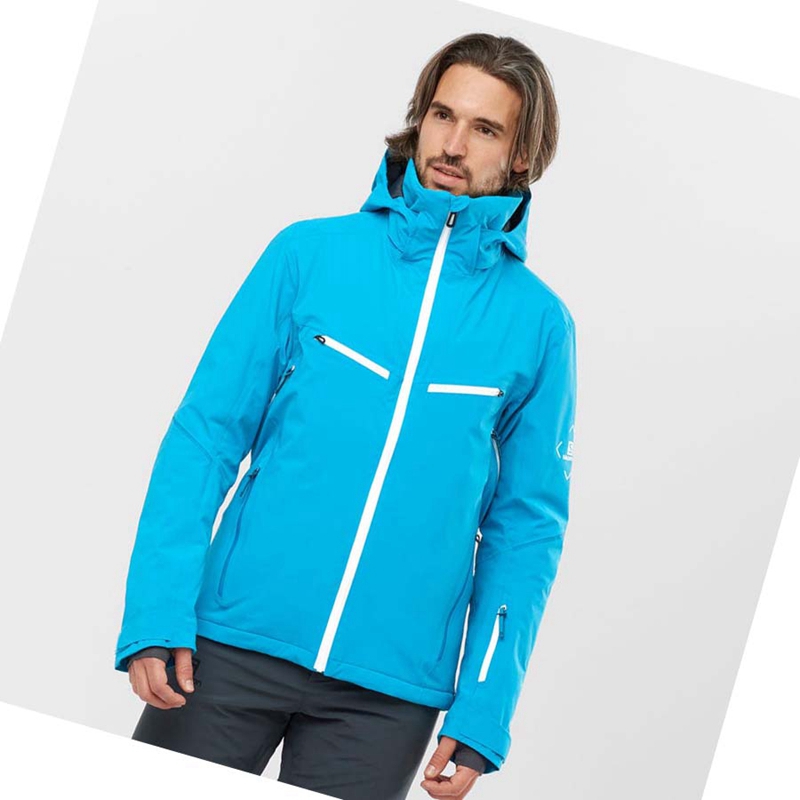 Men's Salomon BRILLIANT Ski Jackets Blue | 41765-MSVC