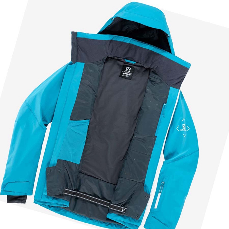 Men's Salomon BRILLIANT Ski Jackets Blue | 41765-MSVC