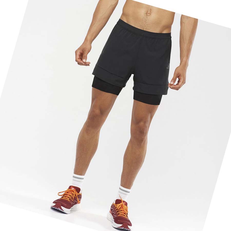 Men's Salomon CROSS 2IN1 Shorts Black | 93270-QTZH