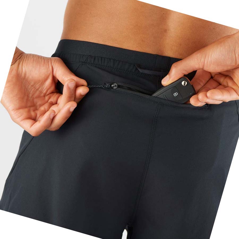 Men's Salomon CROSS 2IN1 Shorts Black | 93270-QTZH