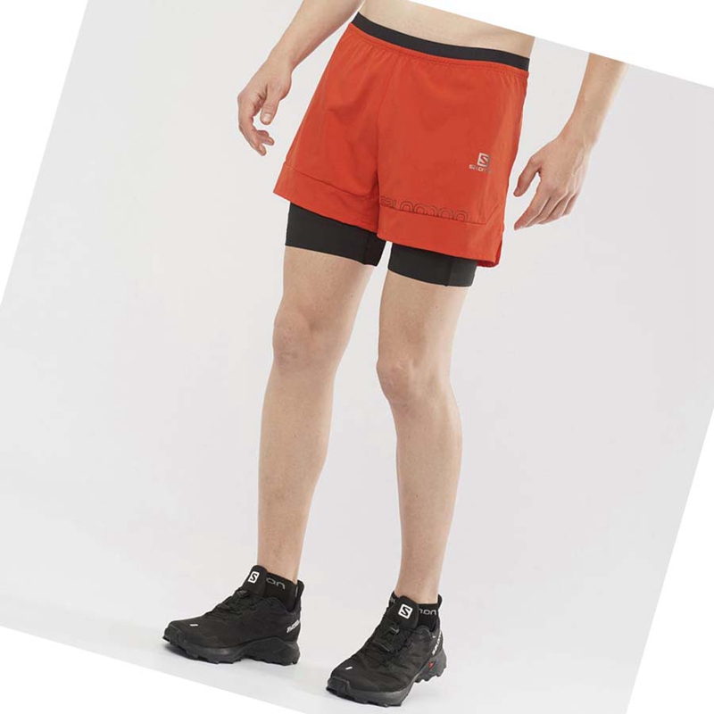 Men's Salomon CROSS 2IN1 Shorts Orange | 78106-HKRJ