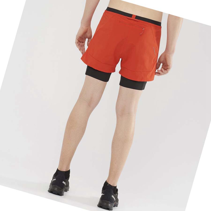 Men's Salomon CROSS 2IN1 Shorts Orange | 78106-HKRJ