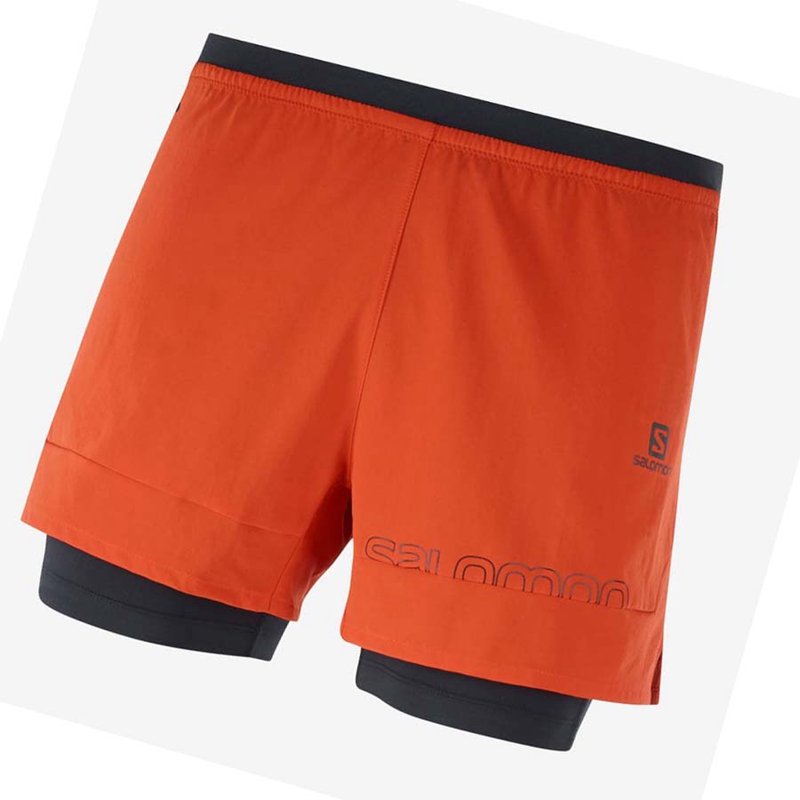 Men\'s Salomon CROSS 2IN1 Shorts Orange | 78106-HKRJ