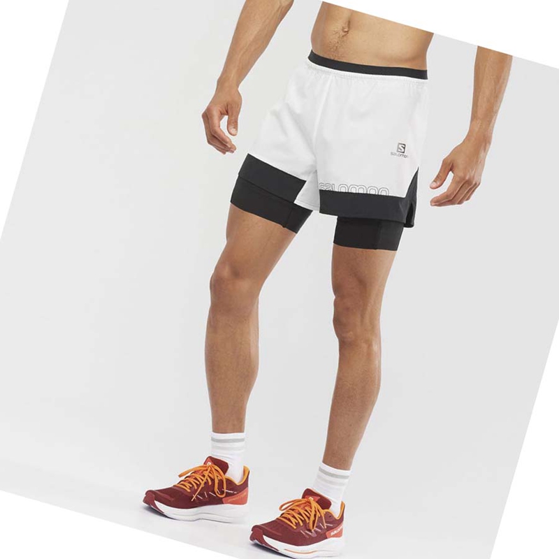 Men's Salomon CROSS 2IN1 Shorts White | 97041-EFRB