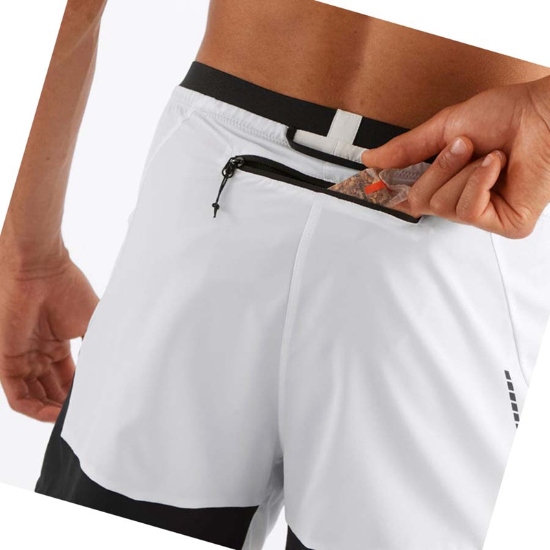 Men's Salomon CROSS 2IN1 Shorts White | 97041-EFRB