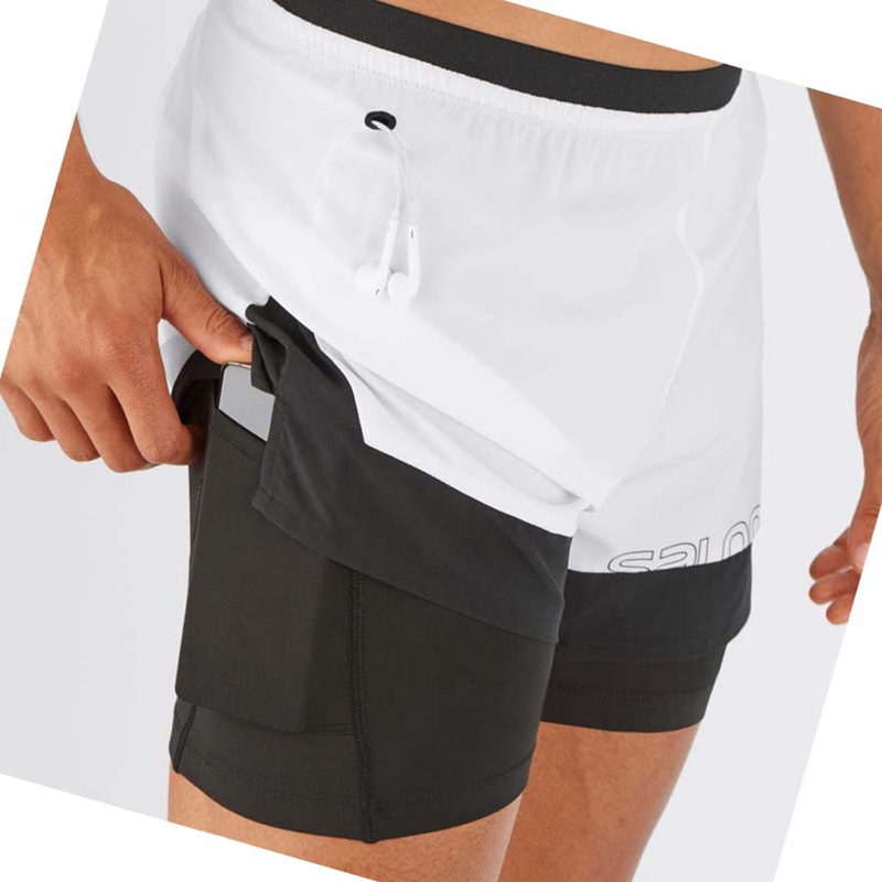 Men's Salomon CROSS 2IN1 Shorts White | 97041-EFRB