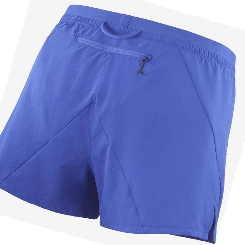 Men's Salomon CROSS 3'' Shorts Blue | 96357-QONK