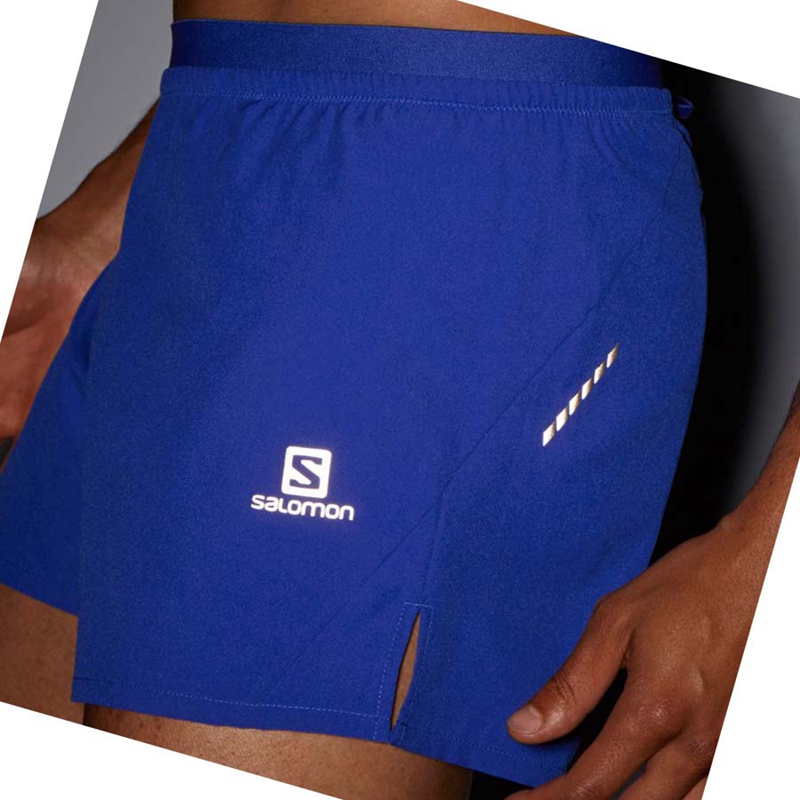 Men's Salomon CROSS 3'' Shorts Blue | 96357-QONK