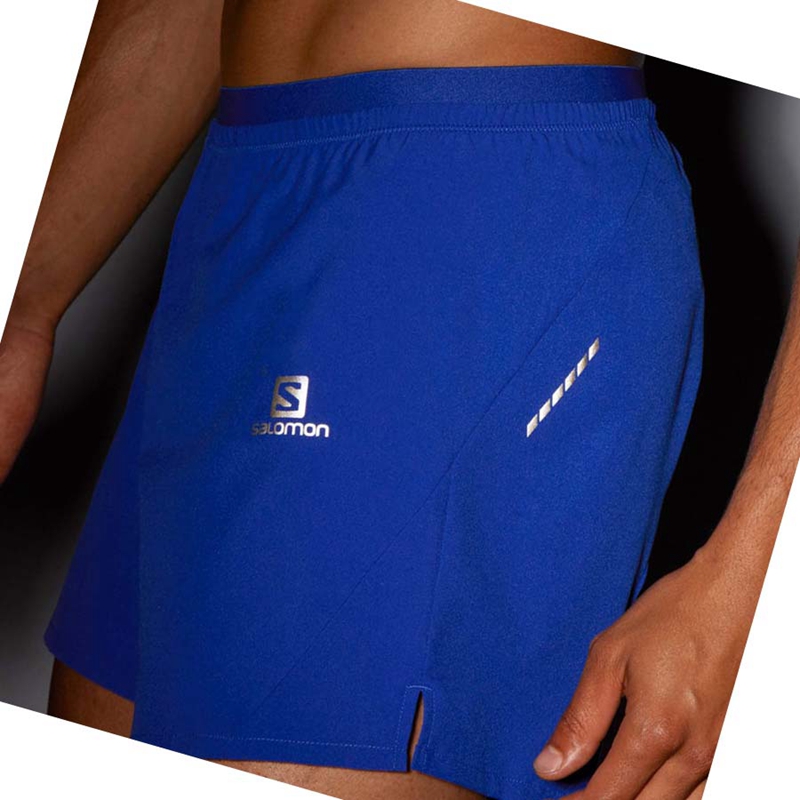 Men's Salomon CROSS 5'' Shorts Blue | 32854-ZLYF