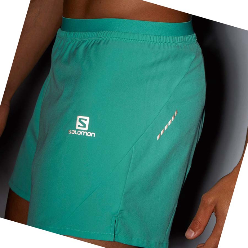 Men's Salomon CROSS 5'' Shorts Mint | 42937-NWCZ