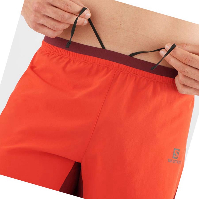 Men's Salomon CROSS 5'' Shorts Orange | 27061-UOYR