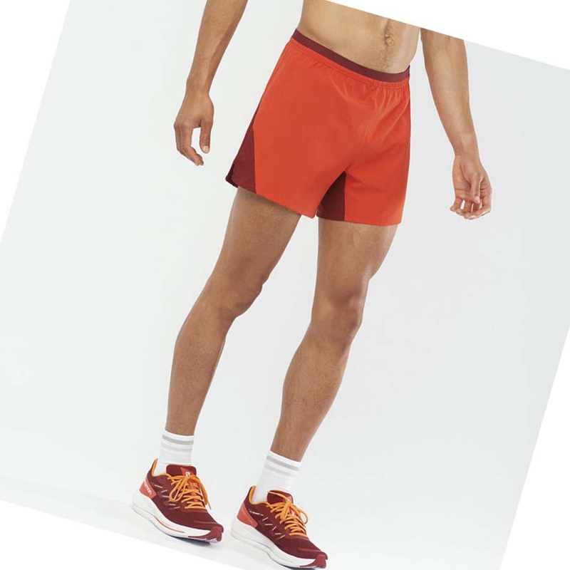 Men's Salomon CROSS 5'' Shorts Orange | 27061-UOYR