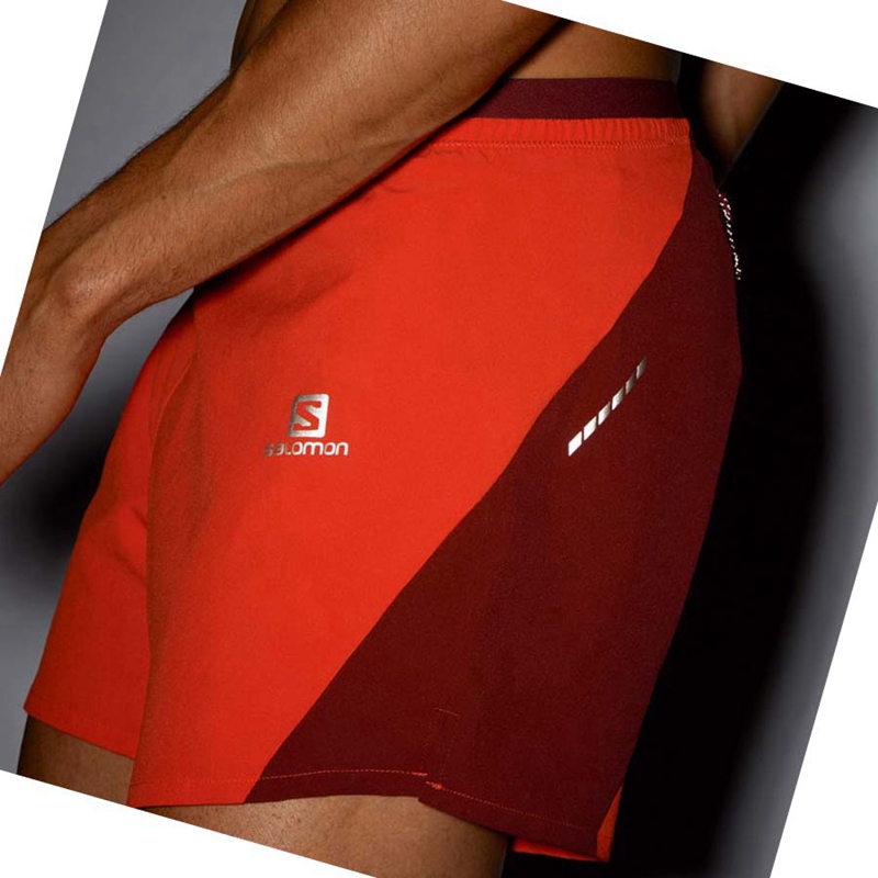 Men's Salomon CROSS 5'' Shorts Orange | 27061-UOYR