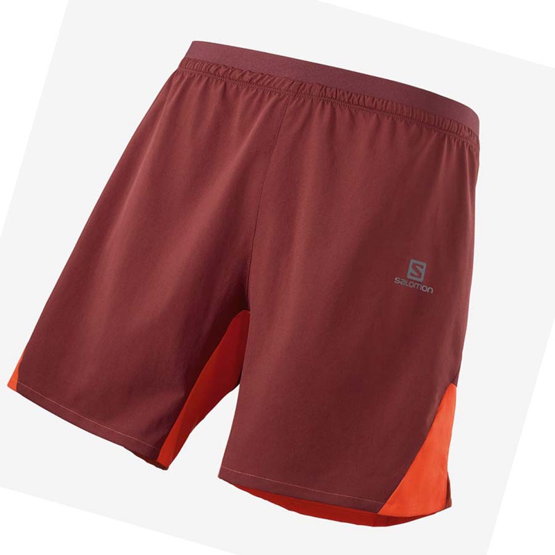 Men\'s Salomon CROSS 7\'\' NO LINER Shorts Red | 69728-KVWM