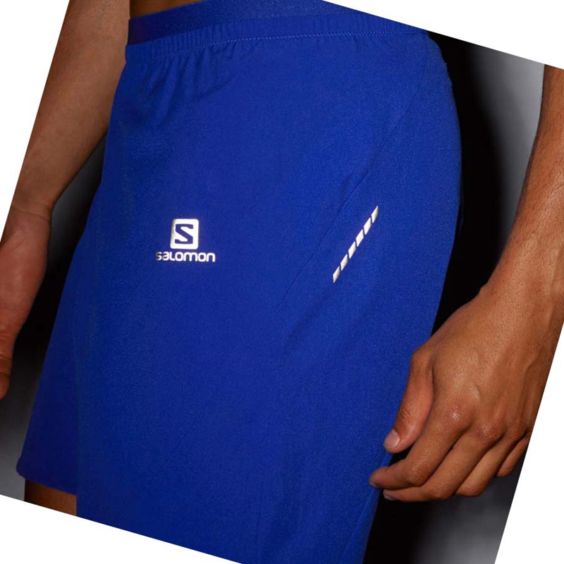 Men's Salomon CROSS 7'' Shorts Blue | 29413-OWQB