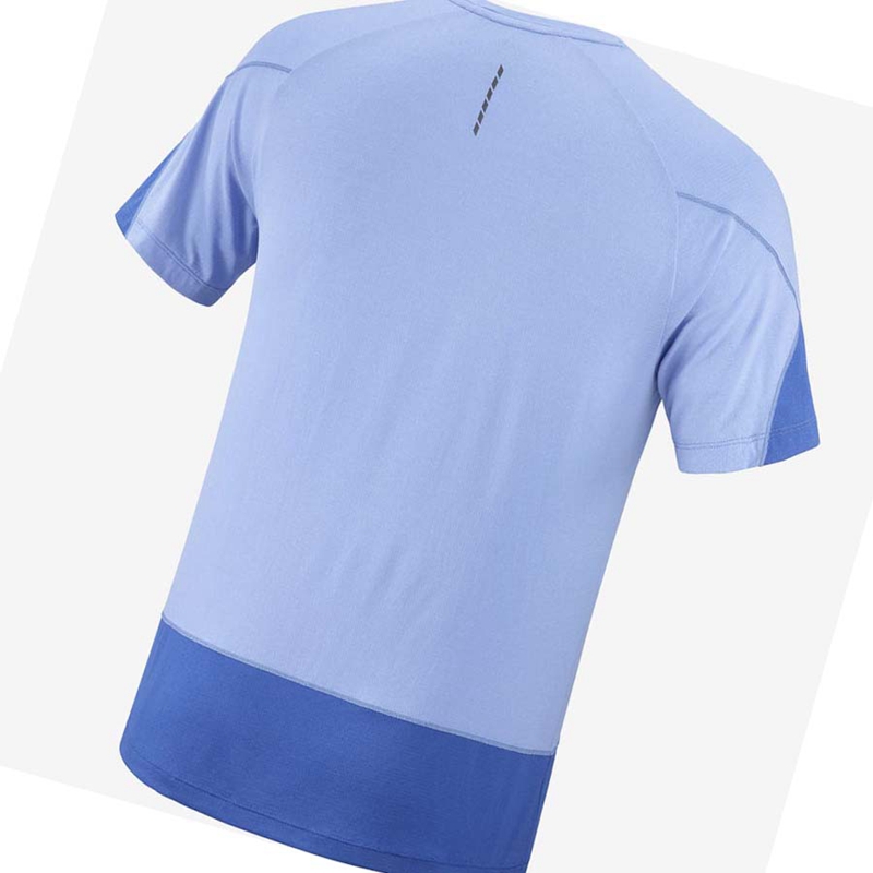 Men's Salomon CROSS RUN GRAPHIC T Shirts Blue | 59674-YPEC