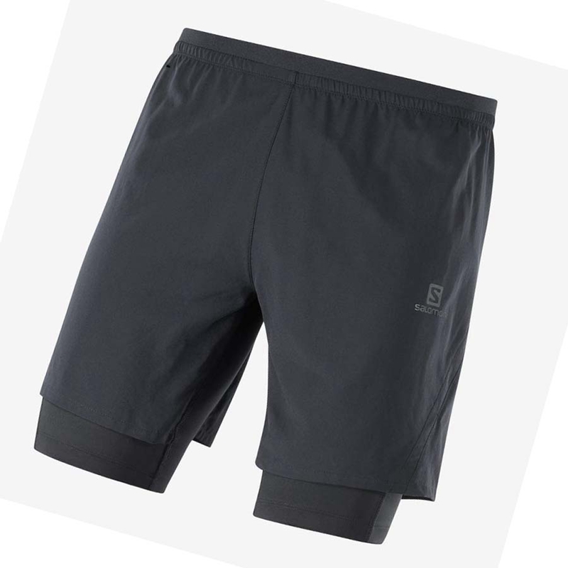 Men\'s Salomon CROSS TWINN Shorts Black | 65931-RUXO