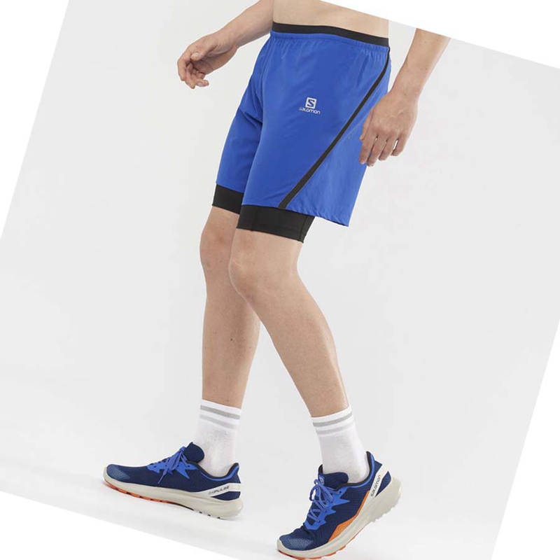 Men's Salomon CROSS TWINN Shorts Blue | 24780-IZNU