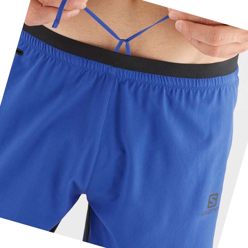 Men\'s Salomon CROSS TWINN Shorts Blue | 24780-IZNU