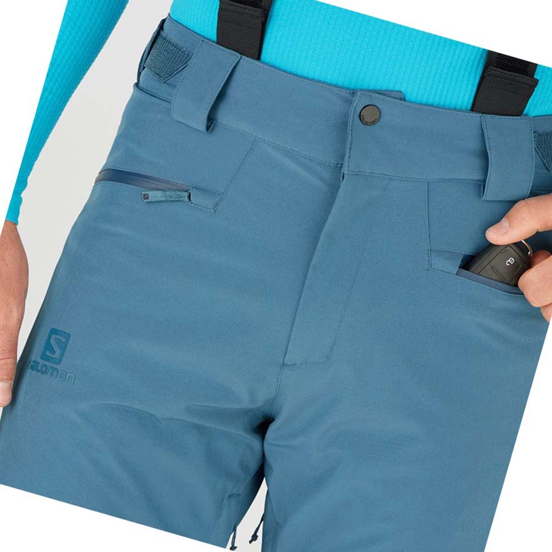 Men's Salomon EDGE Ski Pants Blue | 01576-BXNF