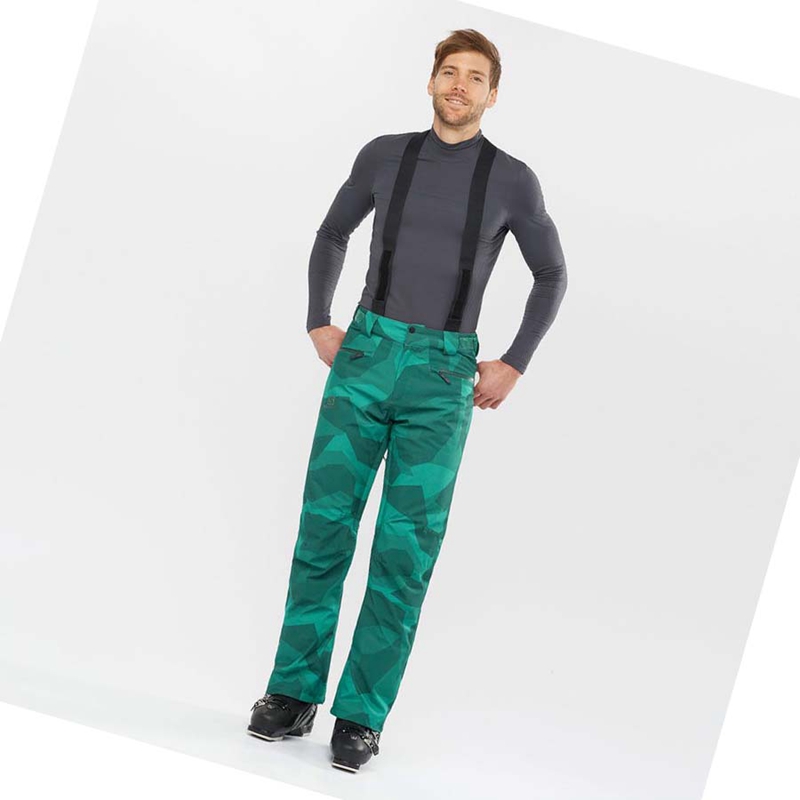 Men's Salomon EDGE Ski Pants Green | 31678-IABF