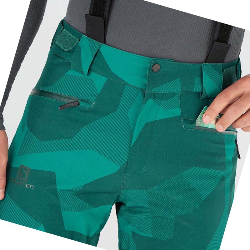 Men's Salomon EDGE Ski Pants Green | 31678-IABF