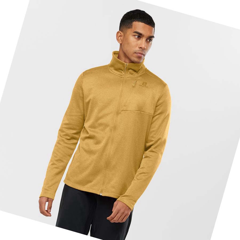 Men's Salomon ESSENTIAL LIGHTWARM HEATHER Hoodie Yellow | 18273-TFJC