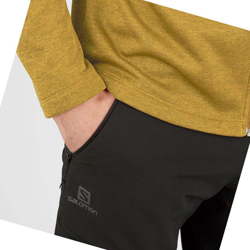 Men's Salomon ESSENTIAL LIGHTWARM HEATHER Hoodie Yellow | 18273-TFJC