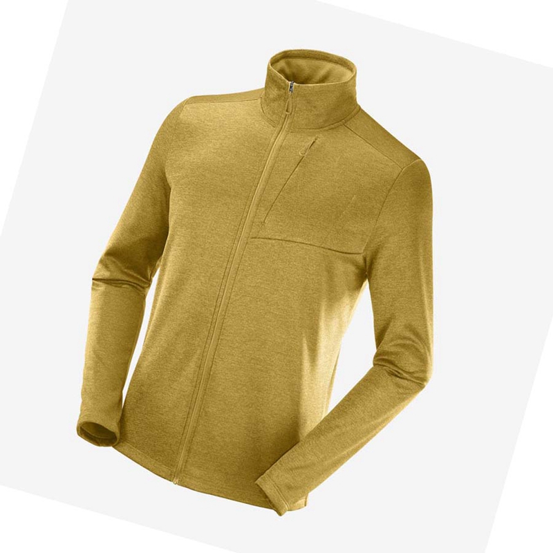 Men\'s Salomon ESSENTIAL LIGHTWARM HEATHER Hoodie Yellow | 18273-TFJC