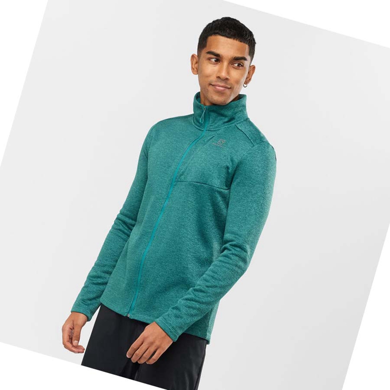 Men's Salomon ESSENTIAL LIGHTWARM HEATHER Hoodie Green | 53418-IYOZ