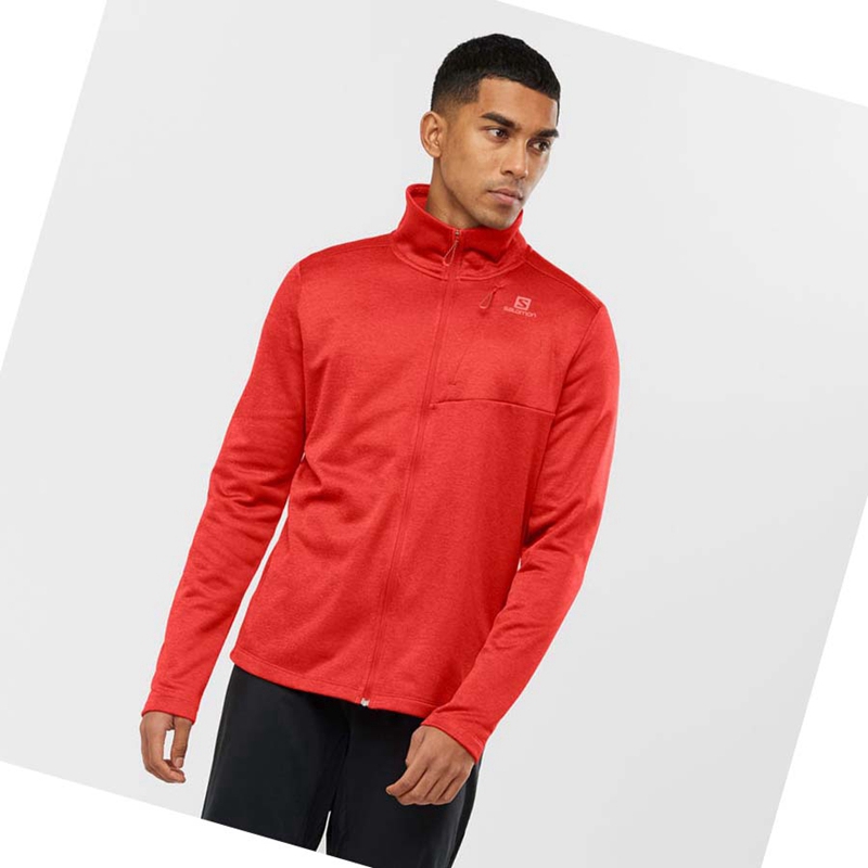 Men's Salomon ESSENTIAL LIGHTWARM HEATHER Hoodie Red | 94350-XBEC