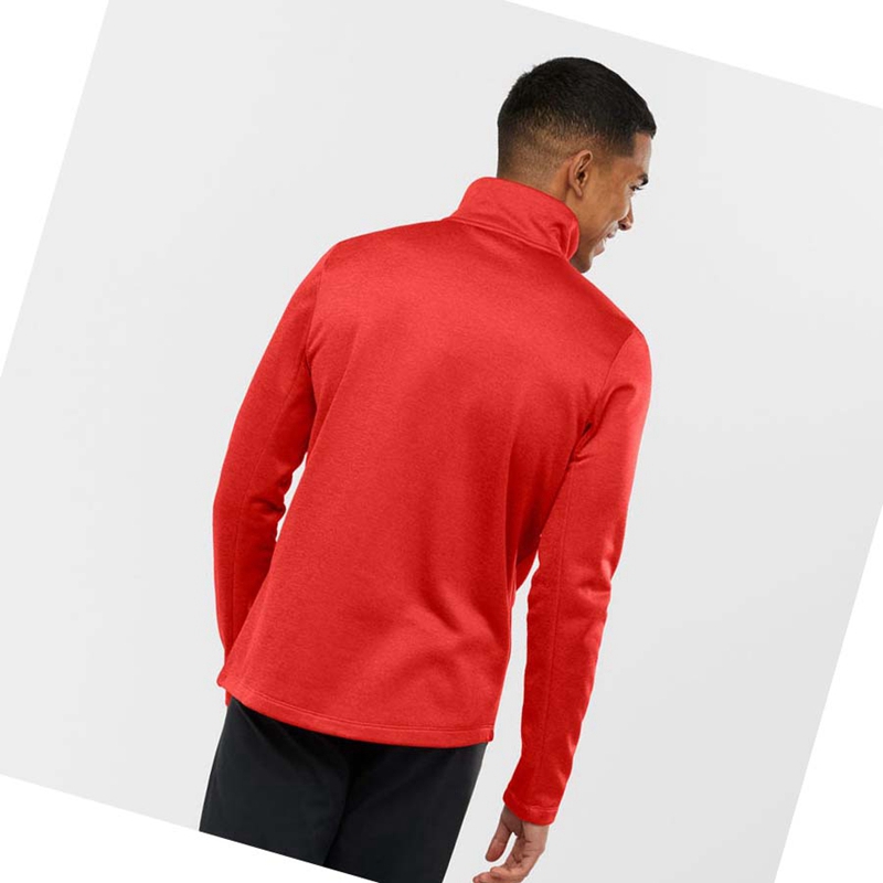 Men's Salomon ESSENTIAL LIGHTWARM HEATHER Hoodie Red | 94350-XBEC