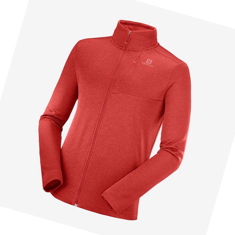 Men\'s Salomon ESSENTIAL LIGHTWARM HEATHER Hoodie Red | 94350-XBEC