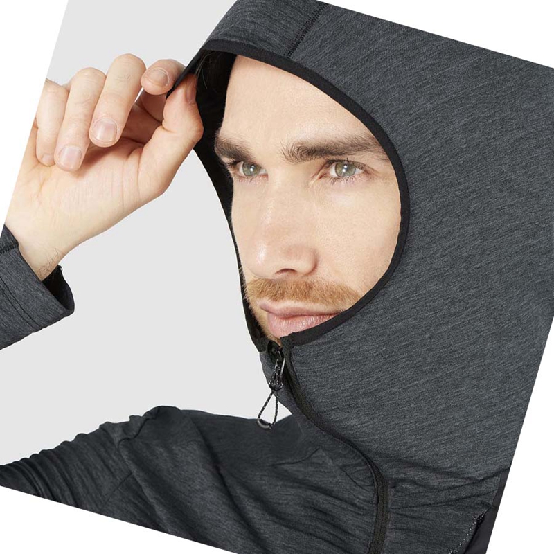 Men's Salomon ESSENTIAL LIGHTWARM HOODED Hoodie Black | 26094-XJDS