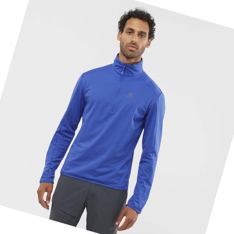 Men's Salomon ESSENTIAL LIGHTWARM Hoodie Blue | 85940-THFM