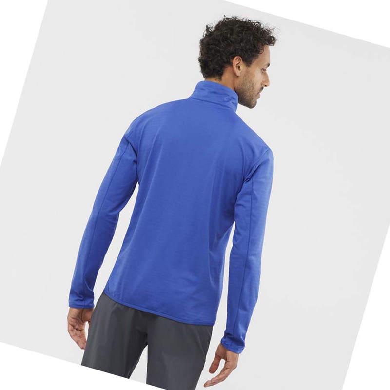 Men's Salomon ESSENTIAL LIGHTWARM Hoodie Blue | 85940-THFM