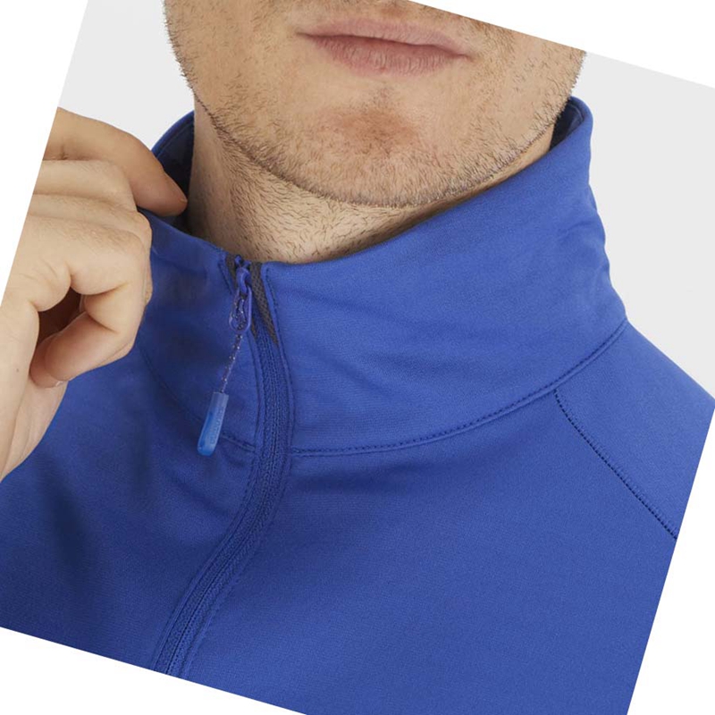 Men's Salomon ESSENTIAL LIGHTWARM Hoodie Blue | 85940-THFM