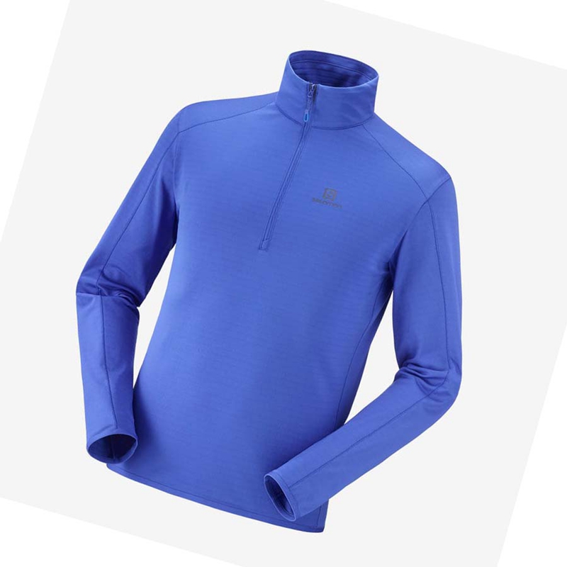 Men\'s Salomon ESSENTIAL LIGHTWARM Hoodie Blue | 85940-THFM