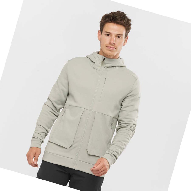 Men's Salomon ESSENTIAL WARM FLEECE Hoodie Beige | 56340-VBRS