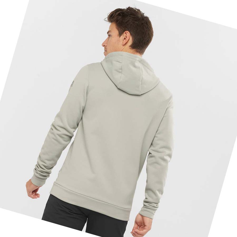 Men's Salomon ESSENTIAL WARM FLEECE Hoodie Beige | 56340-VBRS