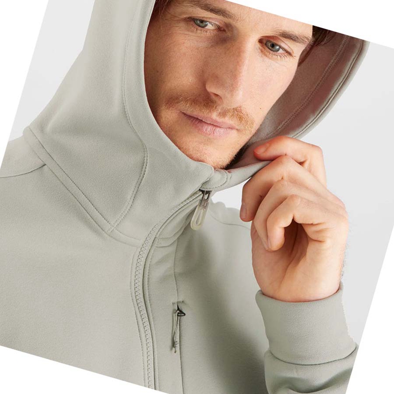 Men's Salomon ESSENTIAL WARM FLEECE Hoodie Beige | 56340-VBRS