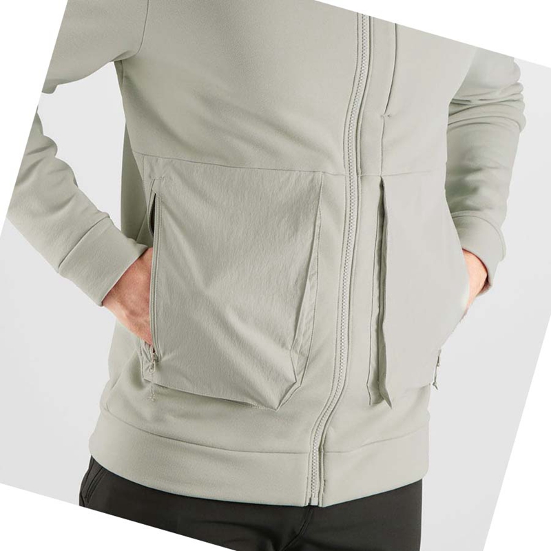 Men's Salomon ESSENTIAL WARM FLEECE Hoodie Beige | 56340-VBRS